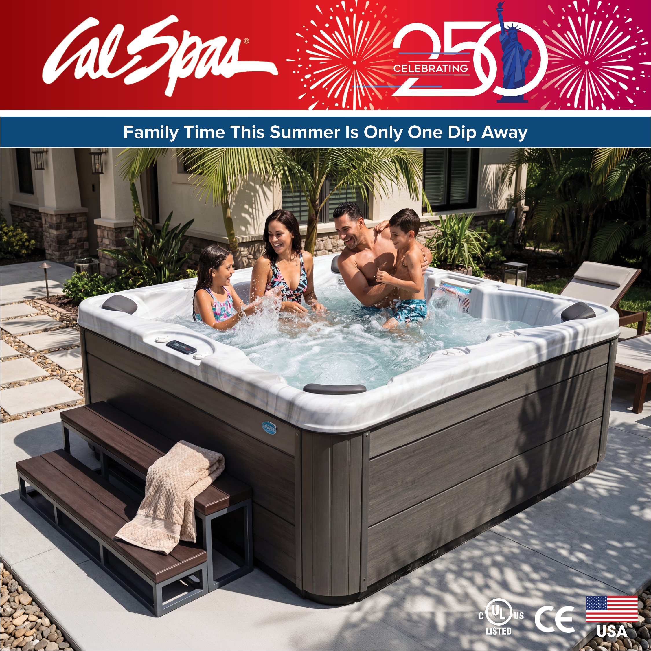 Calspas hot tub being used in a family setting - Goldsboro